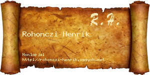 Rohonczi Henrik névjegykártya